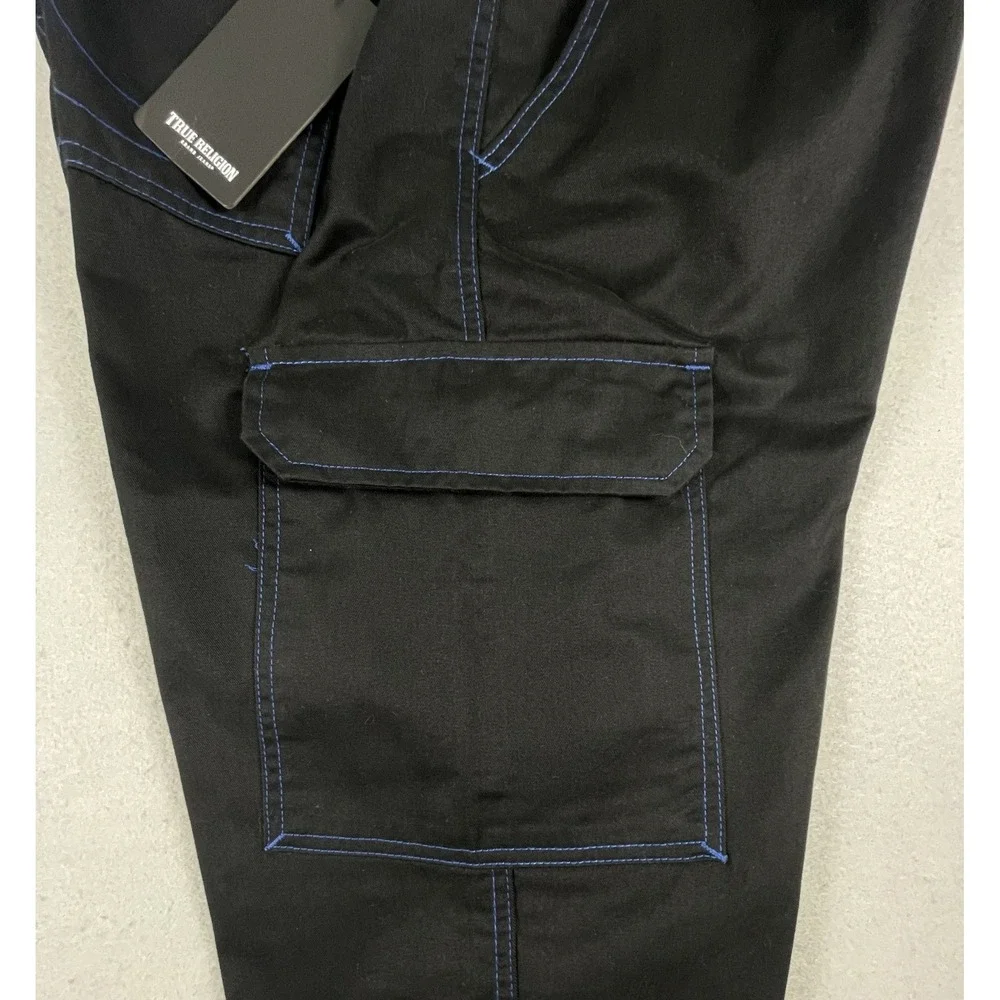 True Religion Cargo Pants‎ Mens 34 Black Pacific Blue Straight Leg NWT Y2K Style